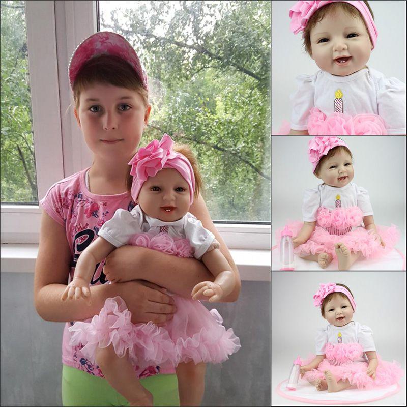 22" Reborn Dolls Soft Silicone Vinyl Handmade Real Life Baby Xmas Girls Toys