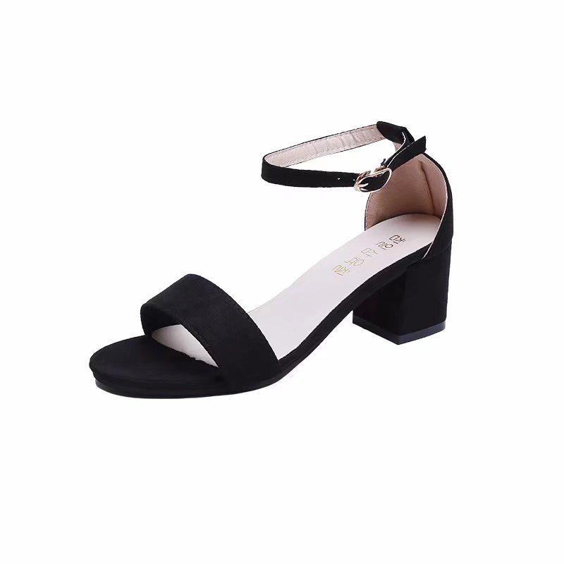 2023 Spring Women's Chunky Heel Sandals – Simple, Casual, Sexy Round Toe with Single Strap
