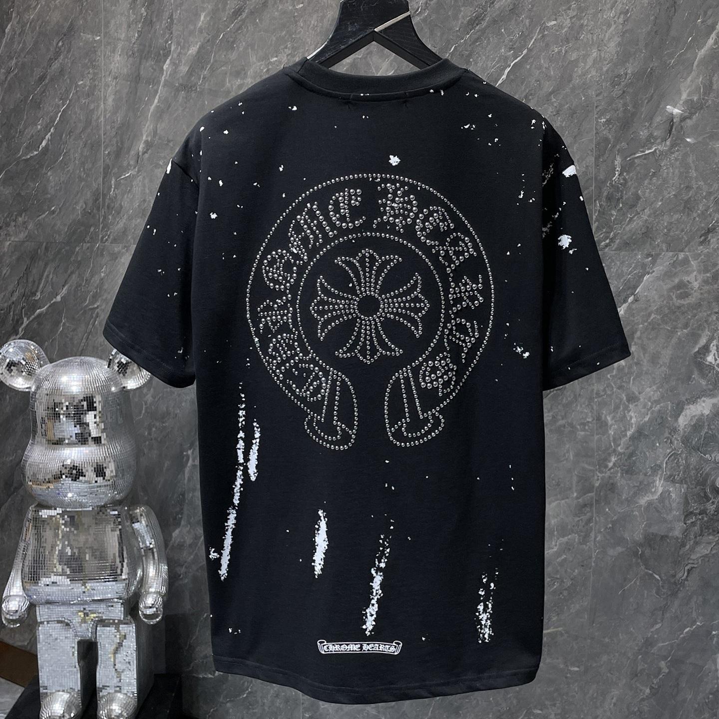 

GZ-8939 CHROME HEARTS 2025 Літня Новинка Високоякісна Бавовняна Футболка з Круглим Вирізом Вільного Великого Розміру для Чоловіків та Жінок Парна Футболка M чорний