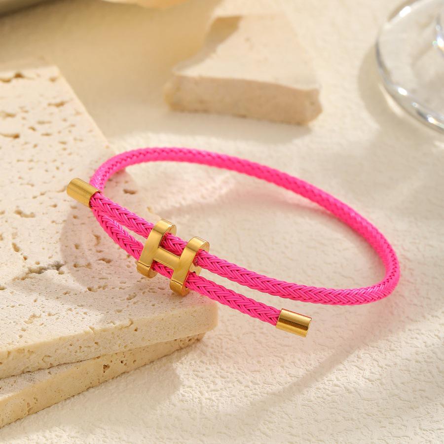 Stainless Steel T-Bar Clasp Hand Rope Bracelet - Waterproof, Sweatproof, Lucky Woven Design for Couples