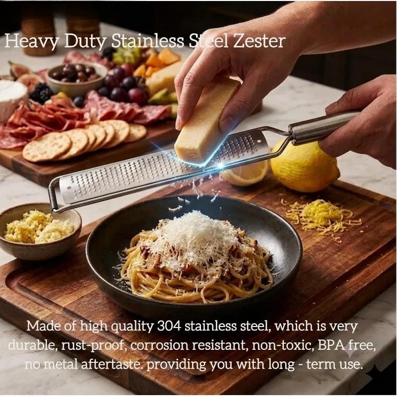 304 Stainless Steel Lemon Peel Zester Cheese Grater Anti‑slip Handle Chocolate Garlic Citrus Fruit Scraper Shredder Kitchen Tool 6