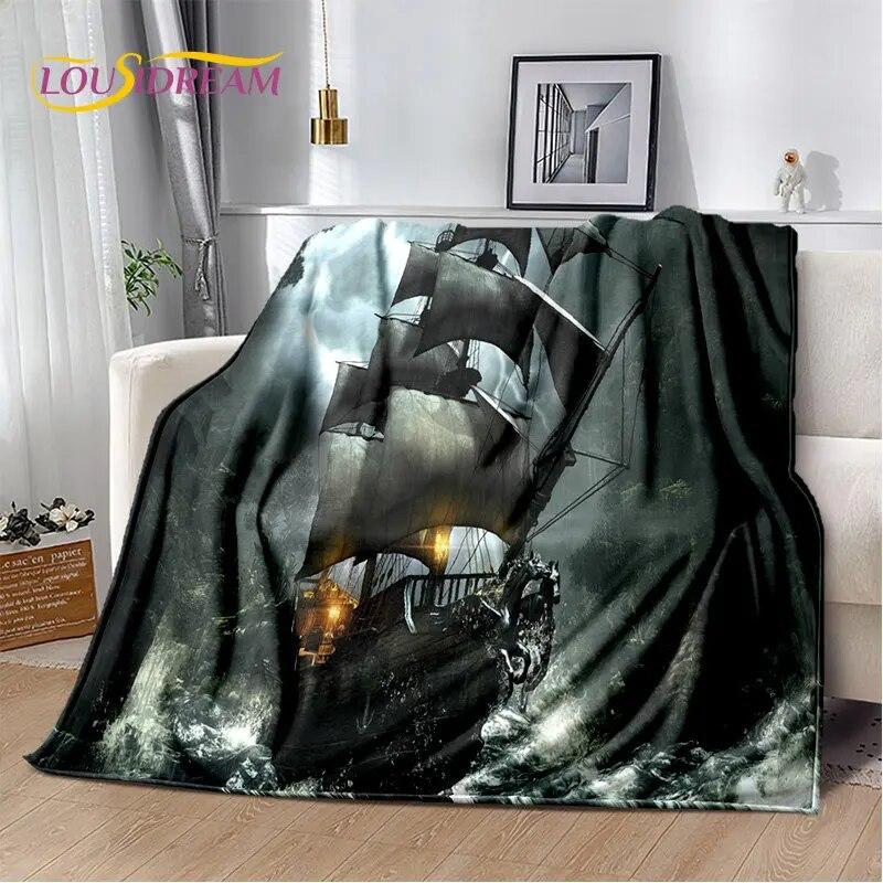 A Pirate Boat,Barque,Boat Ship Monster Soft Plush Blanket,Flannel Blanket Throw Blanket for Living Room Bedroom Bed Sofa Picnic