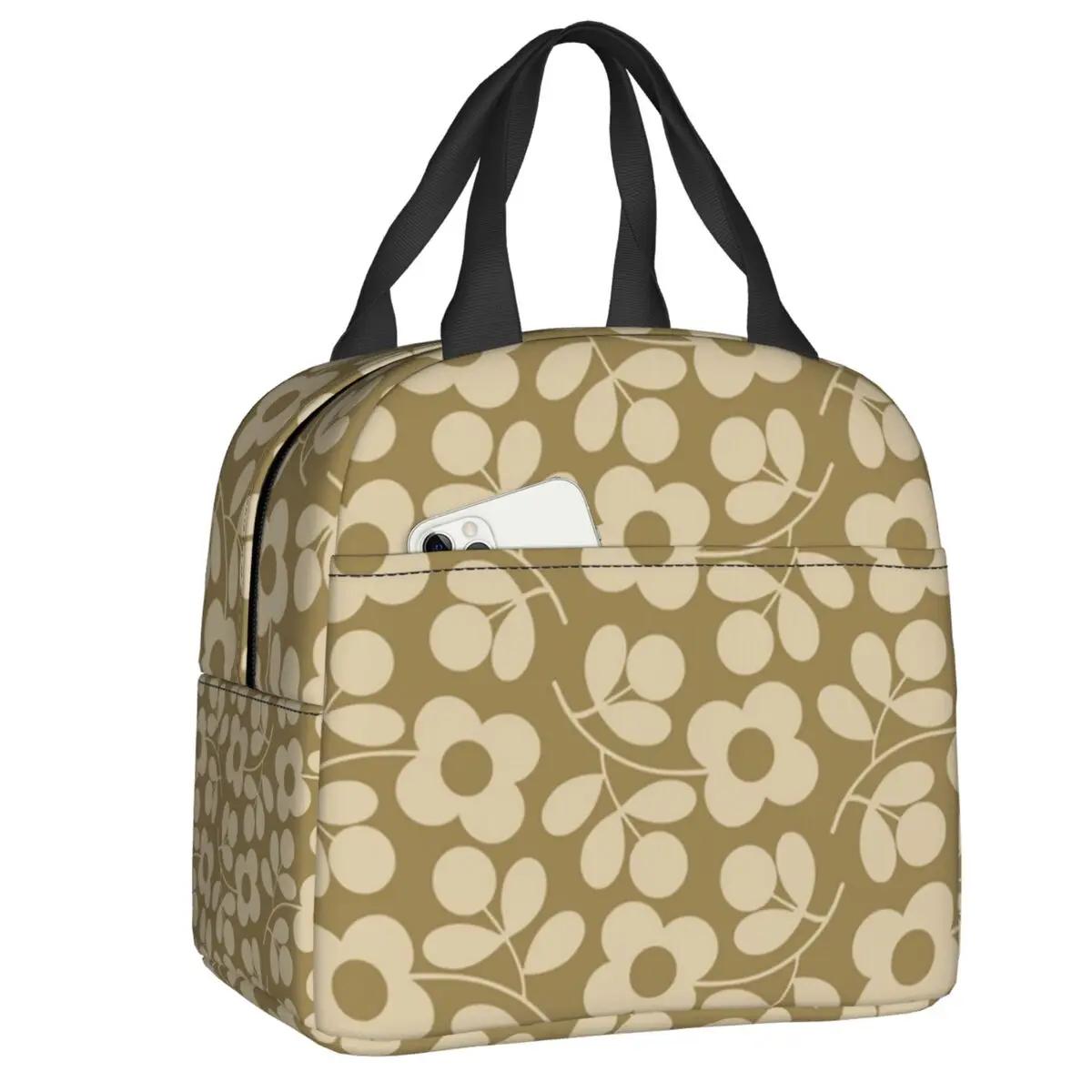 

Портативний ланч-бокс Orla Kiely Scandinavian Floral для жінок, водонепроникний кулер, термоізольований обідній мішок для дітей, студентів 22x20x13CM сірий колір