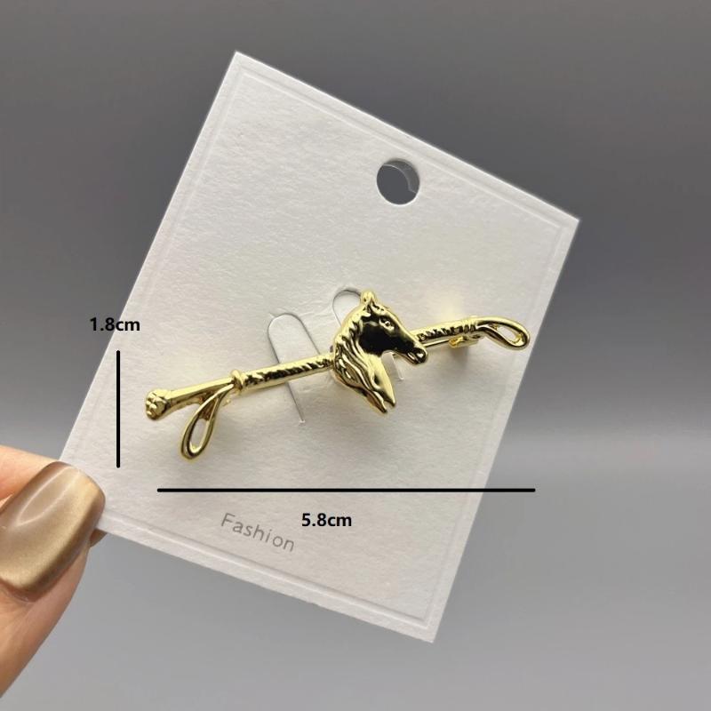 Metal Horsewhip Brooches Women Men Unisex Horse Head Whip Party Casual Brooch Pins Gifts
