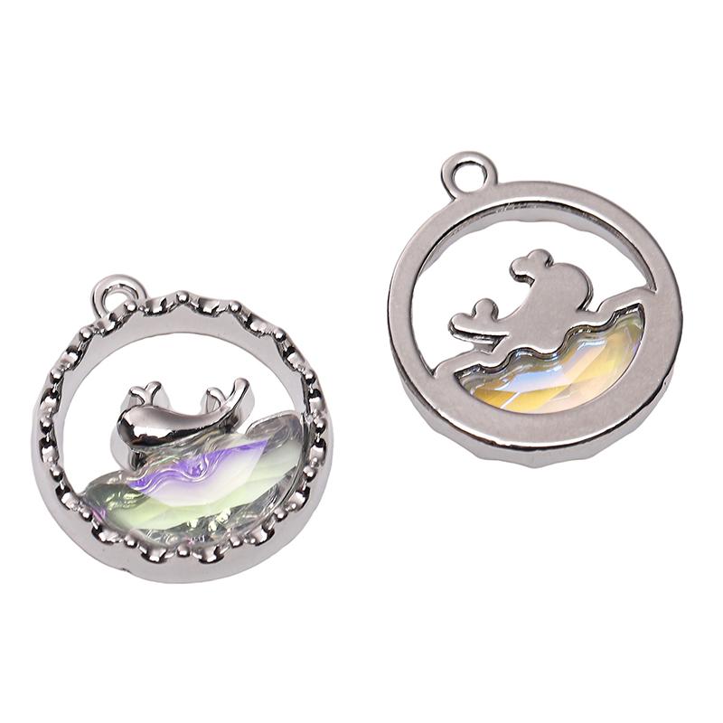 1pc/bag Alloy Inlaid Glass Pendant DIY Bracelet Necklace Earrings Jewelry Accessories