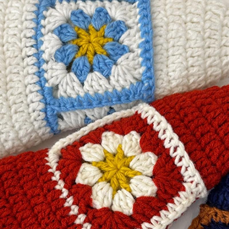 Summer Sunproof Crochet Bucket Hat Ladies Spring Commute Camping Fisherman Cap with Flower Pattern for Girlfriend