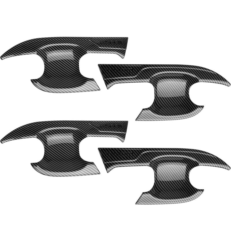4pcs Carbon Fiber Car Door Handle Cup Bowl Cover Trim Fit for Toyota Highlander Carbon Fiber Color