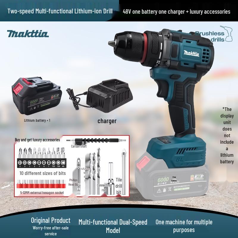 Makita-Style Brushless Hand Drill & Electric Hammer with Rechargeable Lithium Battery
