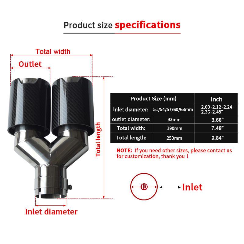 Końcówka wydechu BMW z włókna węglowego, podwójna, wysokowydajna, z logo M