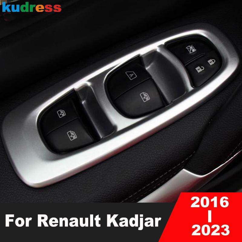For Renault Kadjar 2016-    Matte Car Inner Door Window Lift Switch Button Panel Cover Trim Interior Accessories