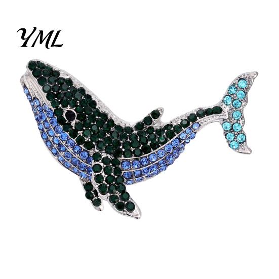 Bag Decoration Pin Women Rhinestone Whale Brooch, Sea Animal Decorative Badge Shape Brooch Pin, Sweater Cardigan Coat Dress Jewelry Accessories Luxury