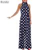 ZANZEA Tute lunghe da donna eleganti senza maniche con spalle scoperte e stampa pois