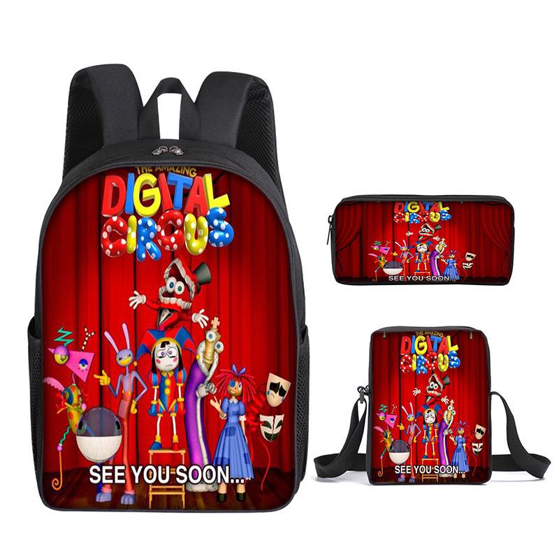 Digitale Circus Kinder Schooltas De Verbazingwekkende Digitale Circus Student Rugzak Drie Delige Set 17inch backpack
