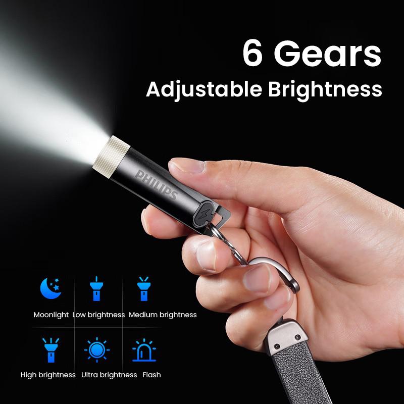 Philips EDC Flashlight Mini Electric Hand Torch UV Banknote Verification Charging Indicator Light 1pc
