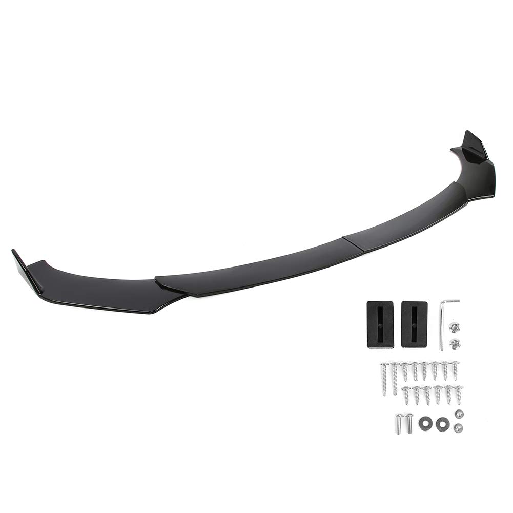 Qiilu Front Bumper Lip Body Kit ABS Front Car Front Bumper Lip Splitter Body Shovel Guard Universal Auto Modification Accessories Gloss Black Spoiler,