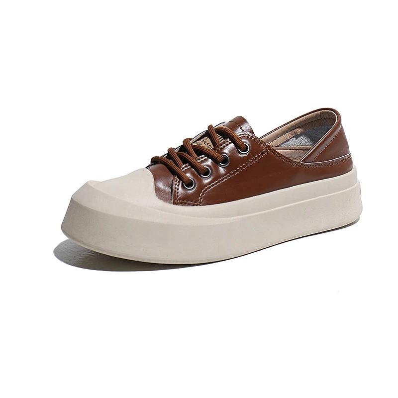 fashion 2024 Fashion Women's Shoes Front Lace-up Women's Vulcanize Shoes  New Round Head High Quality Color Matching Ladies Casual Shoes