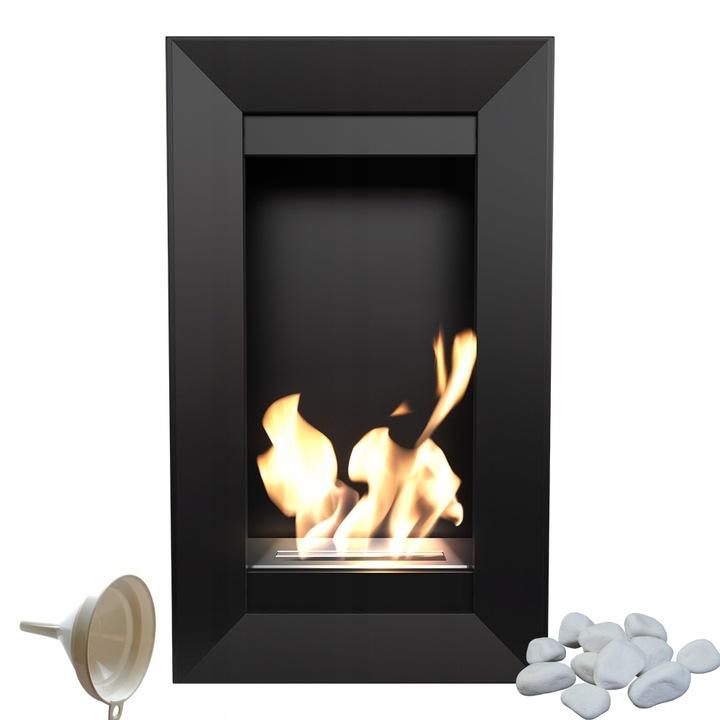 Wall Mounted Bioethanol Fireplace CHARLIE2 TÜV Black Set