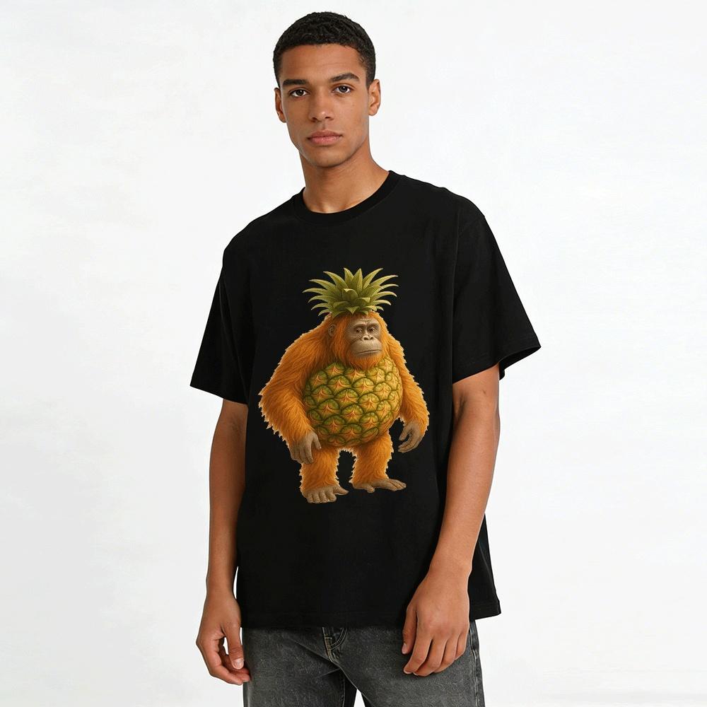 Funny Pineapple Orangutan Graphic Novelty Casual T-Shirt Pure cotton T-shirt