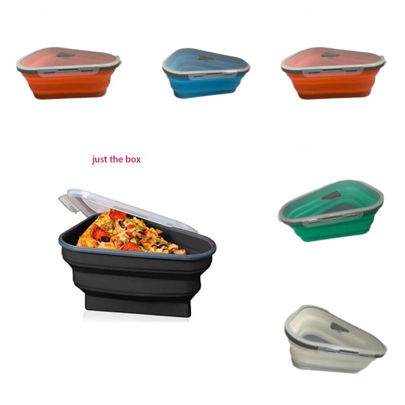 Pizza Pack Reusable Container Box Foldable Triangular Food Storage Case Orange