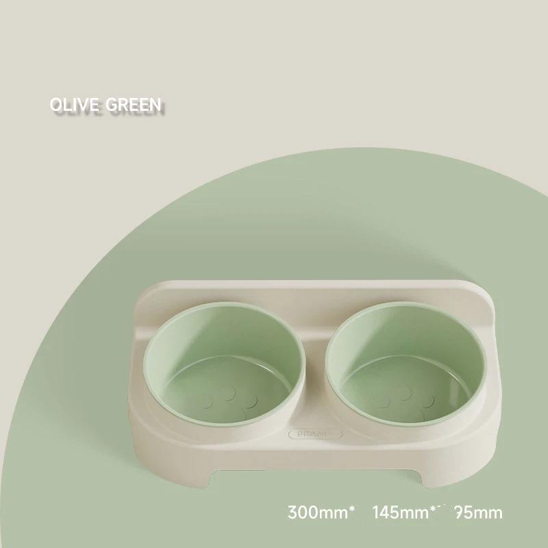 Eco-Friendly Elevated Dual Pet Bowl - Slanted Neck Support Cat & Dog Dish with Anti-Tip Base for Food and Water