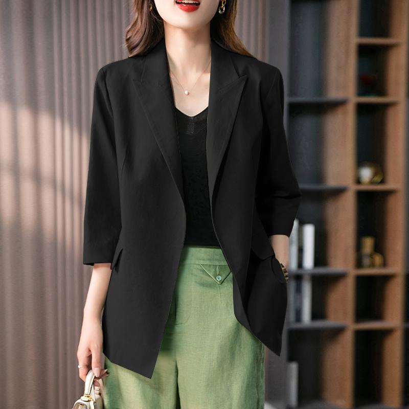 ZANZEA Women Casual Lapel Collar Loose 3/4 Sleeve Solid Cardigan Blouse
