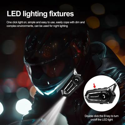 BT31 Motorradhelm-Headset Bluetooth 5.3 Sprachsteuerung 500 mAh Kabelloses Hands-on-Talking-Headset Wasserdicht mit LED-Beleuchtung