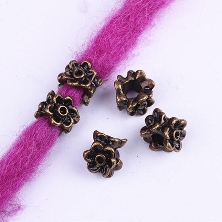 5pcs/bag Silver Metal Hair Rings Braid Dreadlocks Bead Hair Cuffs Dread Tube Charm Dreadlock for DIY Hair Accessaries