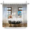 Funny Cute Cartoon Bathing Cat Dog Shower Curtains Bathroom Bathtub Decoration Waterproof Bath Curtain Home Decor With Hooks