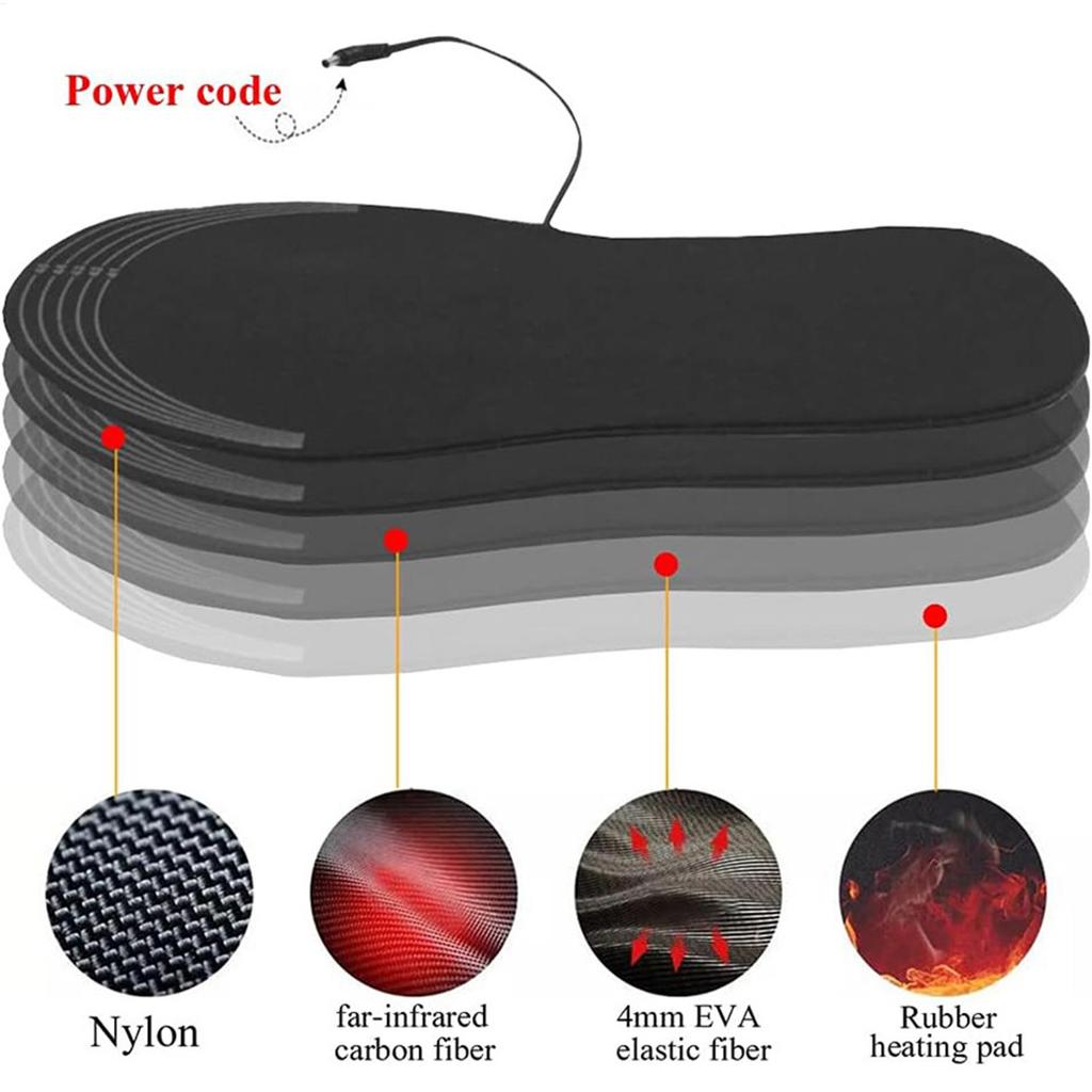 1 pair Heated Shoe Insoles Cuttable Foot Warmer Pad Electric Foot Warming Pad for Skiing Snowboarding Ice Fishing Hiking Cycling