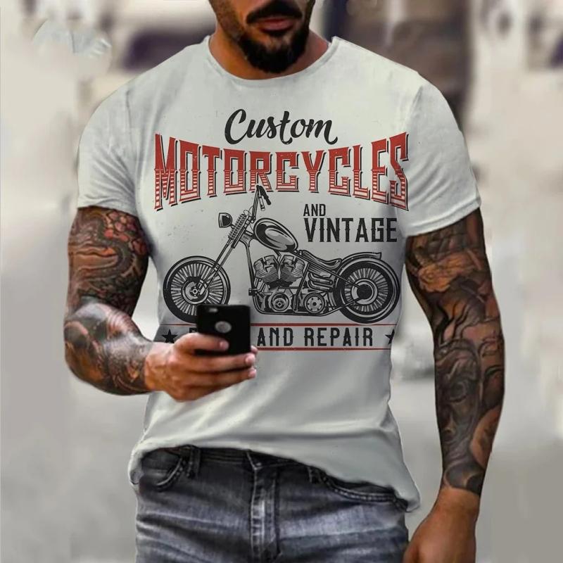 Men'S T-Shirt 3D Motorcycle Print T-Shirt Hip Hop Trend Vintage Clothing Motorcycle Racing T Shirt Outdoor Riding Blazer