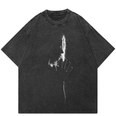 Streetwear Prayer Graphic Unisex T-shirt Bawełniany sprany czarny T-shirt Unisex Topy Koszulki Letnie krótkie rękawy T-shirt