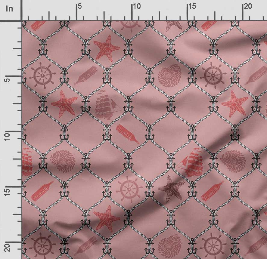 Soimoi Sea Shell Print,  Cotton Cambric, Quilting Fabric Sold by The Yard 42 Inch Wide, Medium Weight Cotton Fabric, Sewing  Supplies,Blue &