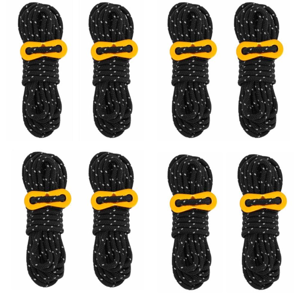8 Pcs Polyester Reflective Tent Ropes with Aluminum Alloy Buckle Guy Lines  Backpacking