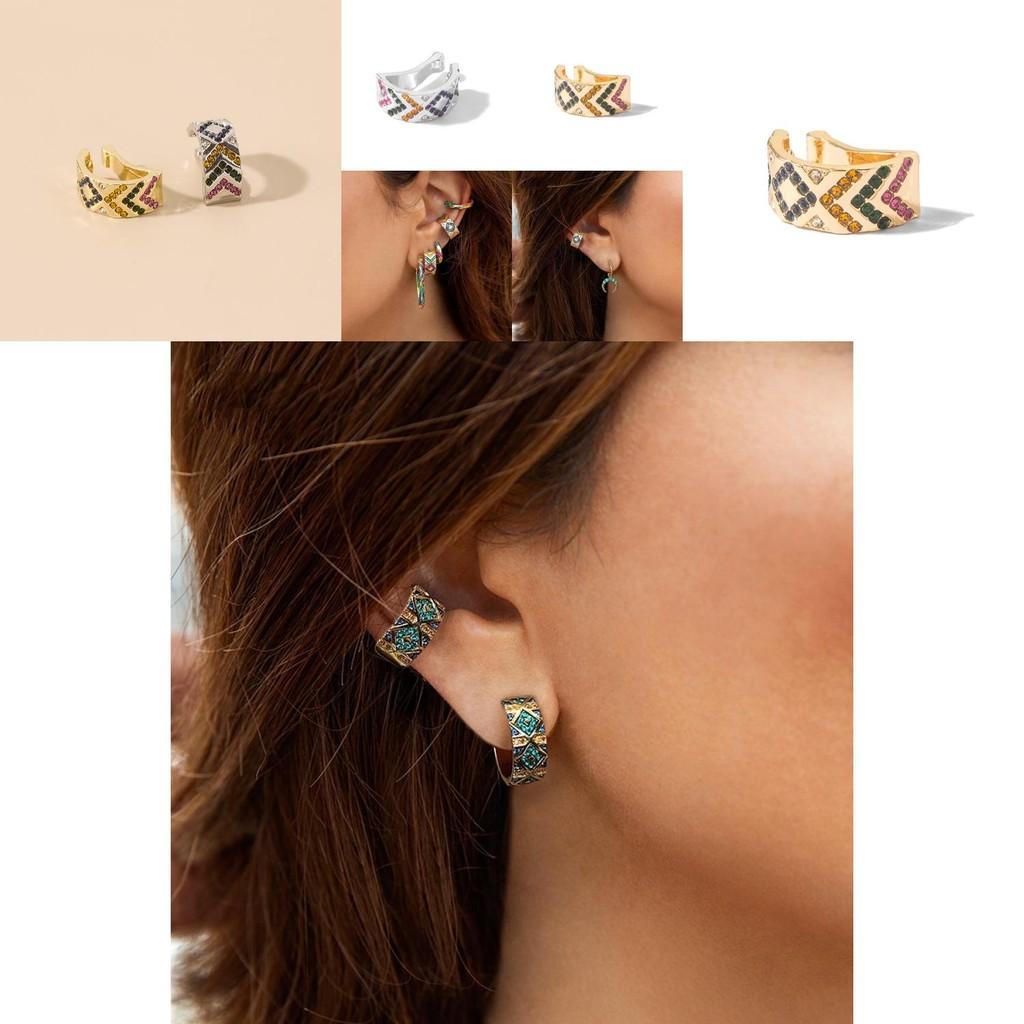 Fashionable Rhinestone Alloy Ear Clips European American Style For Women