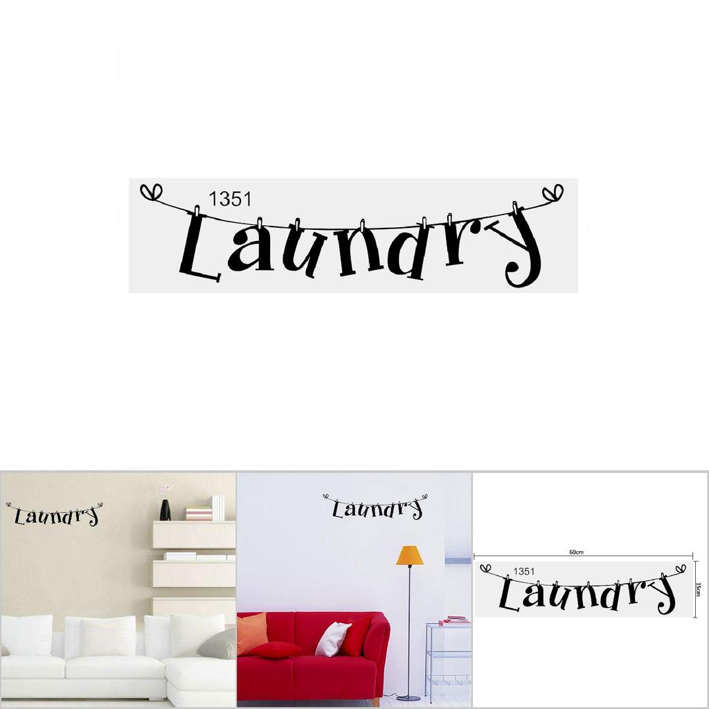 Black PVC Wall Sticker Decal, Removable Reusble for Home Laundry Quote  Art Room Decoration Wall Decor 15 X 60cm