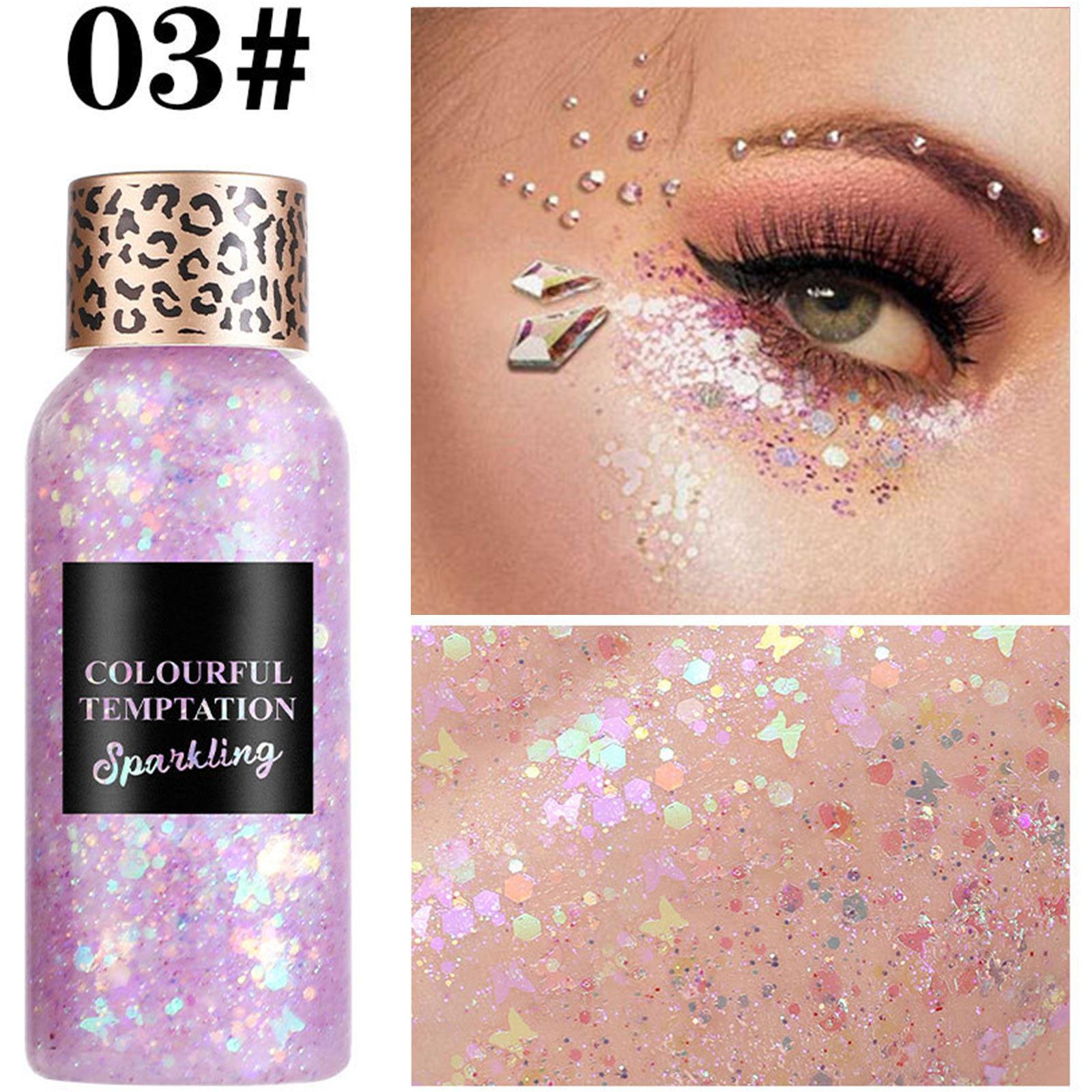 

Блестящий макияж глаз Блестки Гель Глиттер для лица и тела Перламутровые Сияющие Тени для век Жидкие One Size