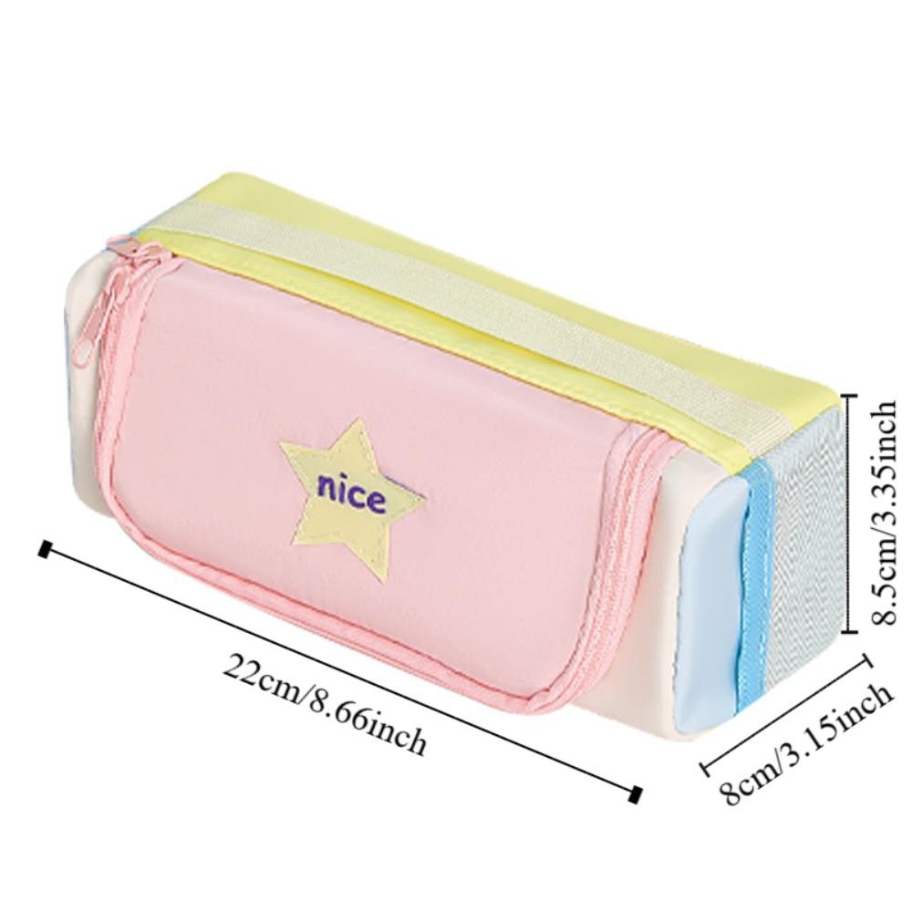 Desktop Storage Korean Star Pencil Bag Multiple Pockets Layers Stationery Storage Bag  Boys Girls