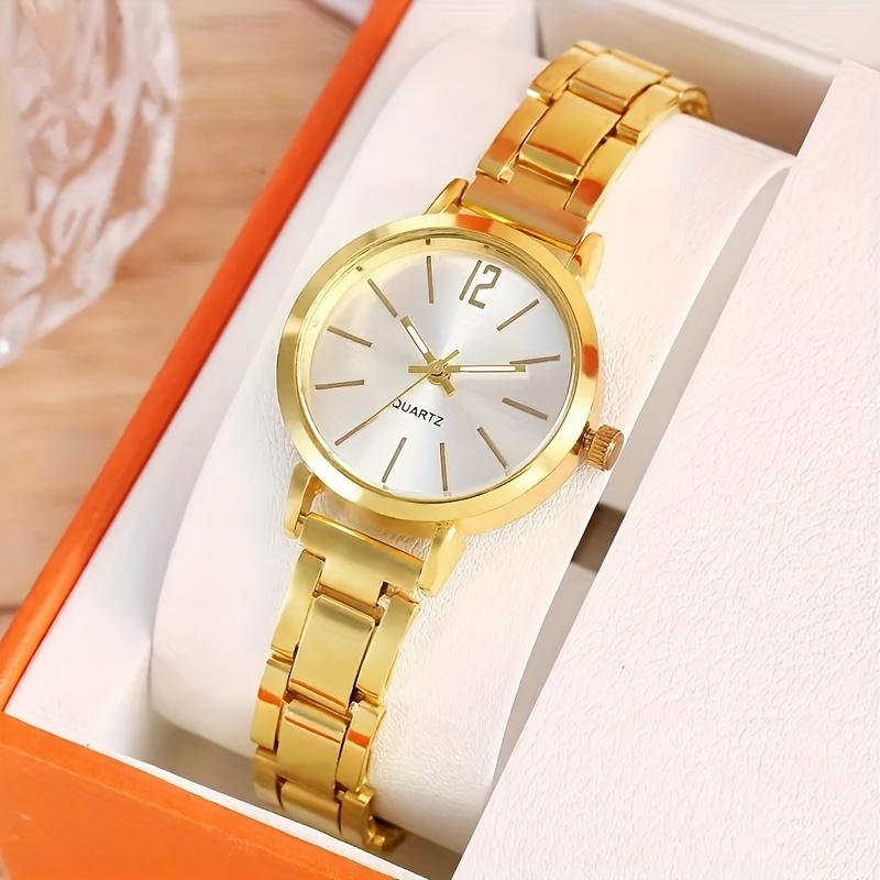 2 stuks Set Horloge Luxe Dames Eenvoudige Wijzerplaat Holle Band Mode Gouden Armband Quartz Polshorloge Student Dames Horloges Reloj Mujer