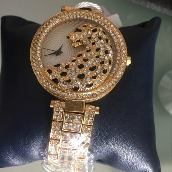 Модні жіночі розкішні годинники Bling Crystal Leopard зі стразами Жіночі кварцові сталеві наручні годинники