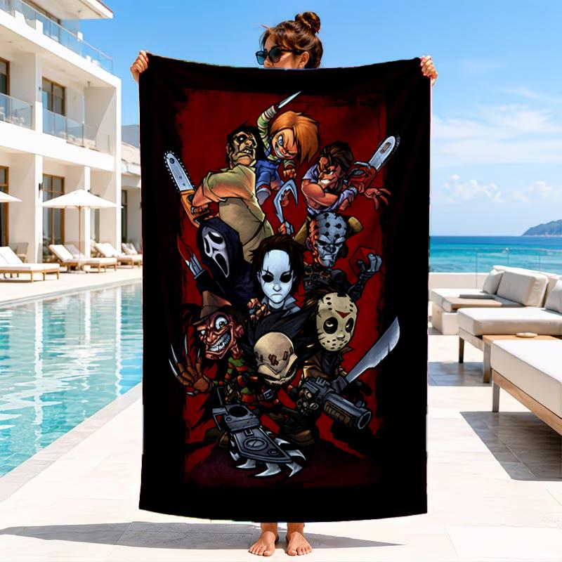 Horror Movie Characters Beach Towel, Microfiber Beach Towel, Perfect For Pool, Beach, Travel, Home Decor Beach Party Fan gifts