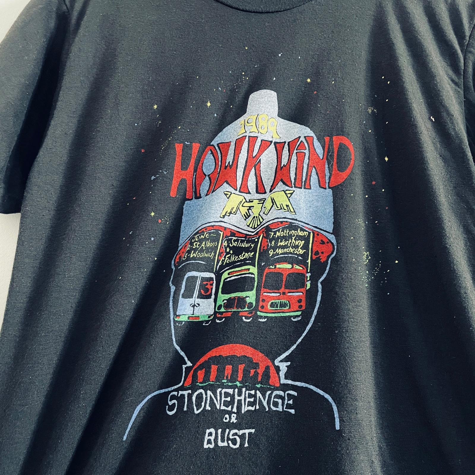 Vtg Hawkwind Band 1989 Tour Cotton Black Full Size Unisex Shirt C198 S
