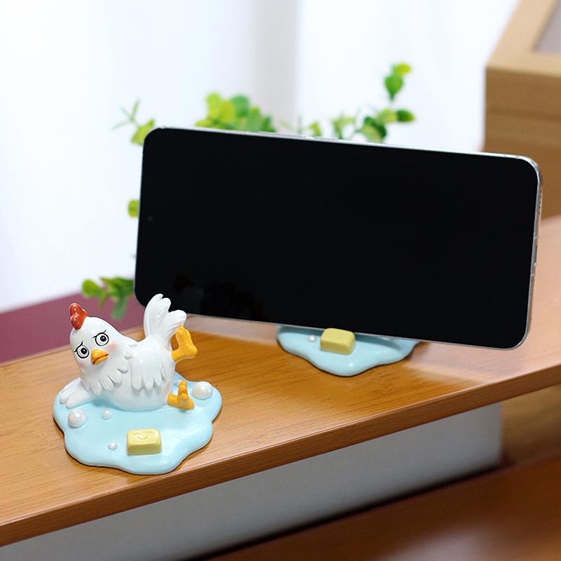 

Rooster Figurine For Interior Universal Cell Mobile Phone Stand Holder Modern Resin Sculpture Statue Home Office Desk Decor