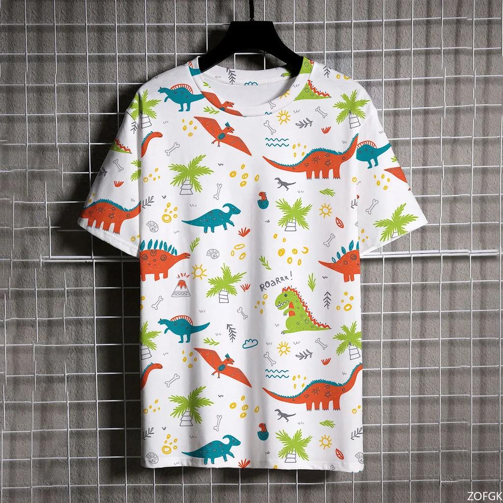 Summer Fashion Dinosaur 3D Print T-Shirts Streetwear Men Casual Oversized O Neck Short Sleeved Plus Size Tees Top Women Clothing