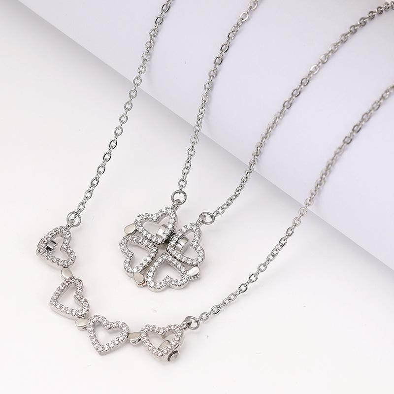 Love Variety Folding Hollow Clover Clavicle Necklace Necklace Special For