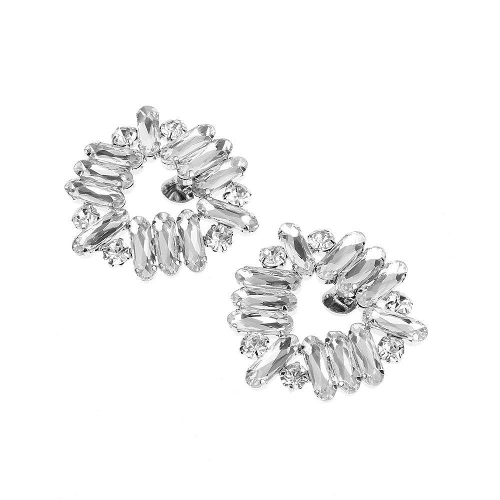 2PCS Women Shiny Decorative Clips Brooch Silk Flower Rhinestone Shoe Clip Charm Buckle Shoe Decorations