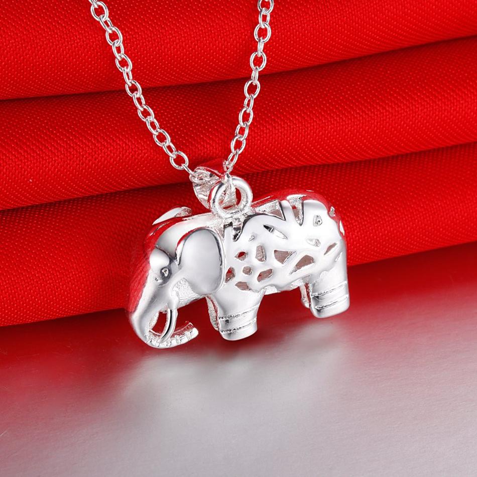 Fine charms 925 Silver Pretty elephant pendant Necklace For Women fashion Wedding accessories party Jewelry gifts