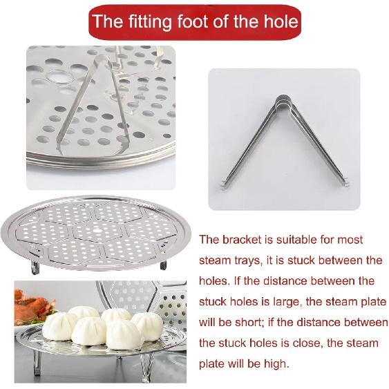 6 Pack Removable Legs for Steamer Rack Steaming Tray Bracket Detachable Stand Leg Stainless Steel Steam Holder Shelf 5cm/1.97in Cooking Tray Water