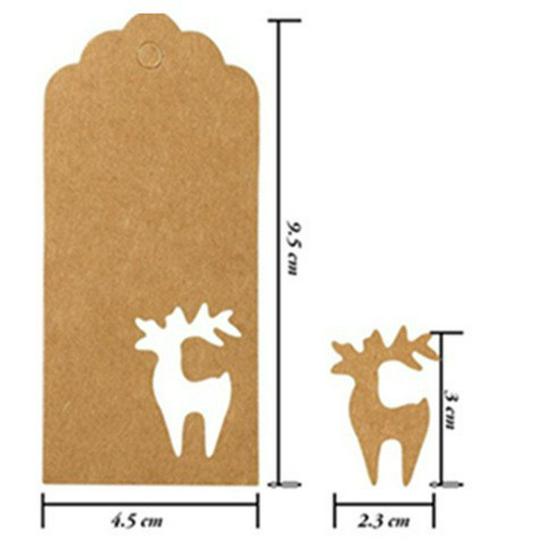 350g Kraft Paper Snowflake Reindeer Hang Tag - Irregular Shape Christmas Party Label