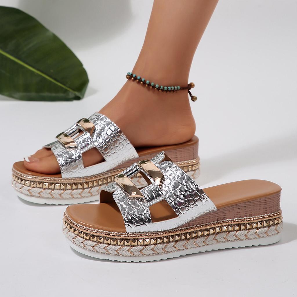 Thick-soled Slippers Women's Summer Outer Wear 2025 New Slope Heel High-end Outer Wear Is Beautiful, Cool Slippers Summer with Skirt Half Drag