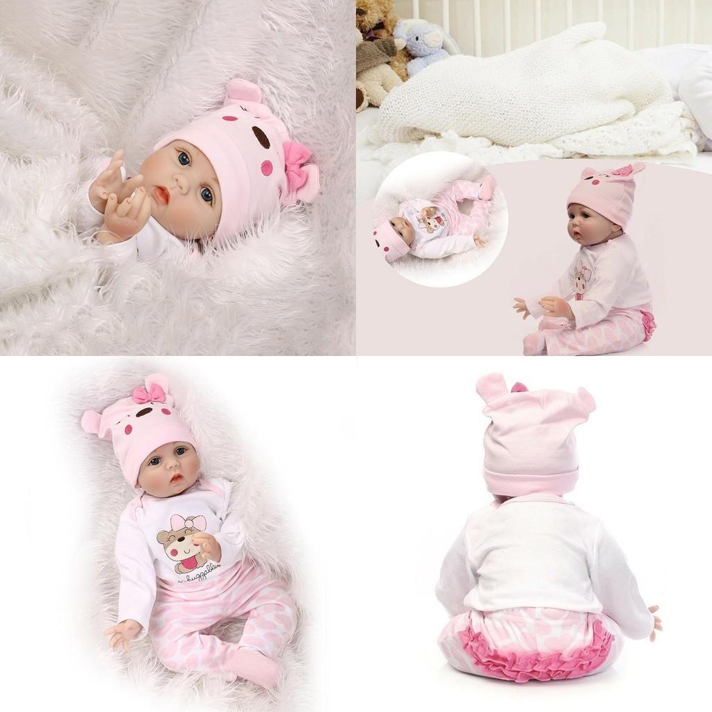 Realistic 16" Soft Silicone Reborn Doll With Handmade Details And Lifelike Blue Eyes